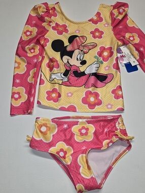 Disney Minnie Mouse Glitter Swim Suit  - Yellow & Pink New
